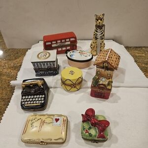 Limoges Signed Hand-Painted Trinket Boxes Sold As Set